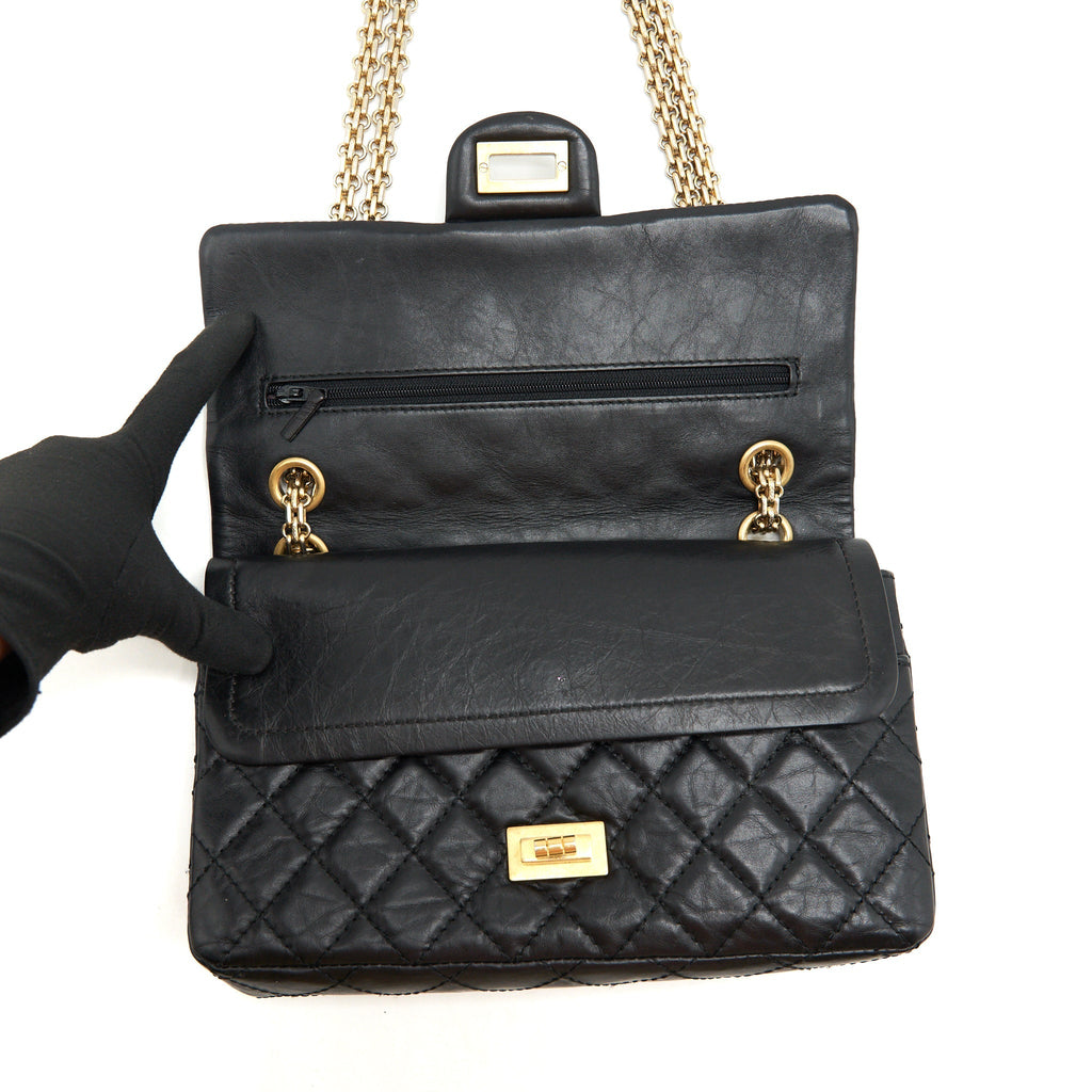 Chanel 2.55 225 Small reissue double flap bag aged Calfskin black