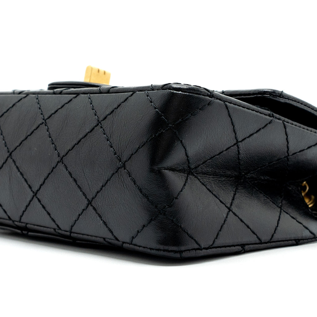 Chanel Mini 2.55 Reissue Flap Bag Aged Calfskin Black (microchip)