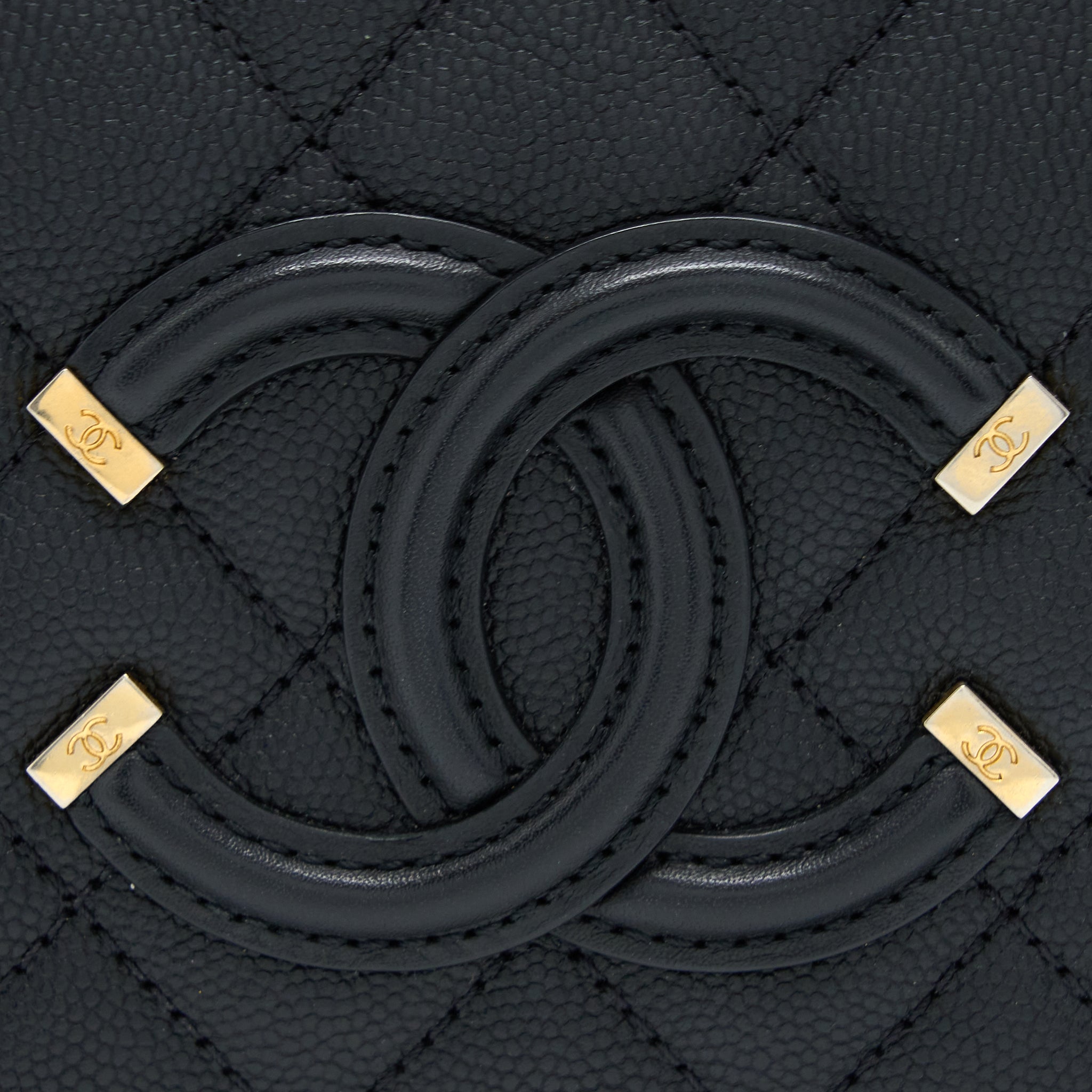Chanel Filigree Vanity Case Caviar Black