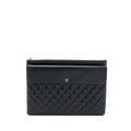 Chanel Quilted Zip and Flap Pouch/Clutch Large Model Lambskin Black L