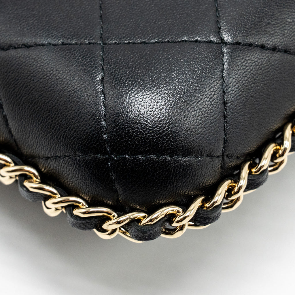 Chanel 22A Phone Case/Mini Wallet on Chain Lambskin Black L (Microchip)