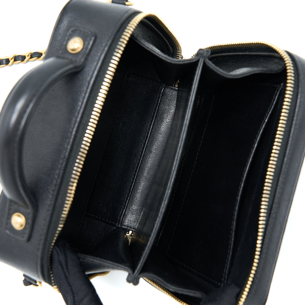 Chanel Filigree Vanity Case Caviar Black