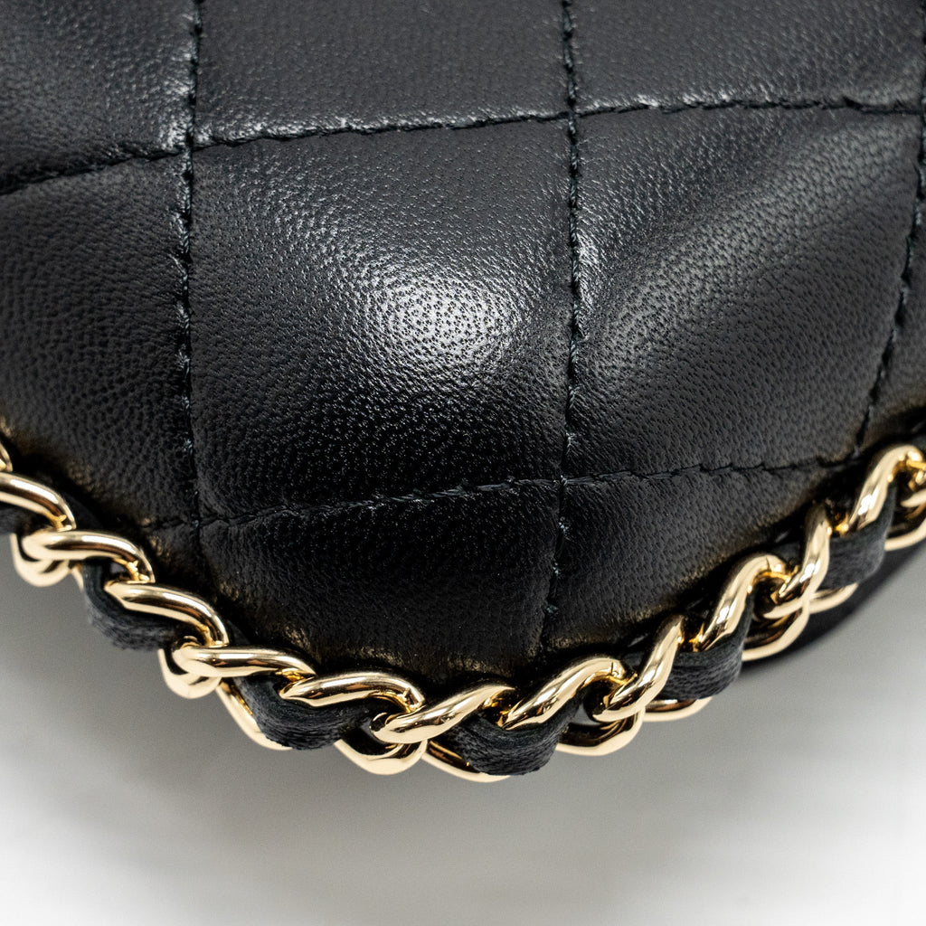 Chanel 22A Phone Case/Mini Wallet on Chain Lambskin Black L (Microchip)