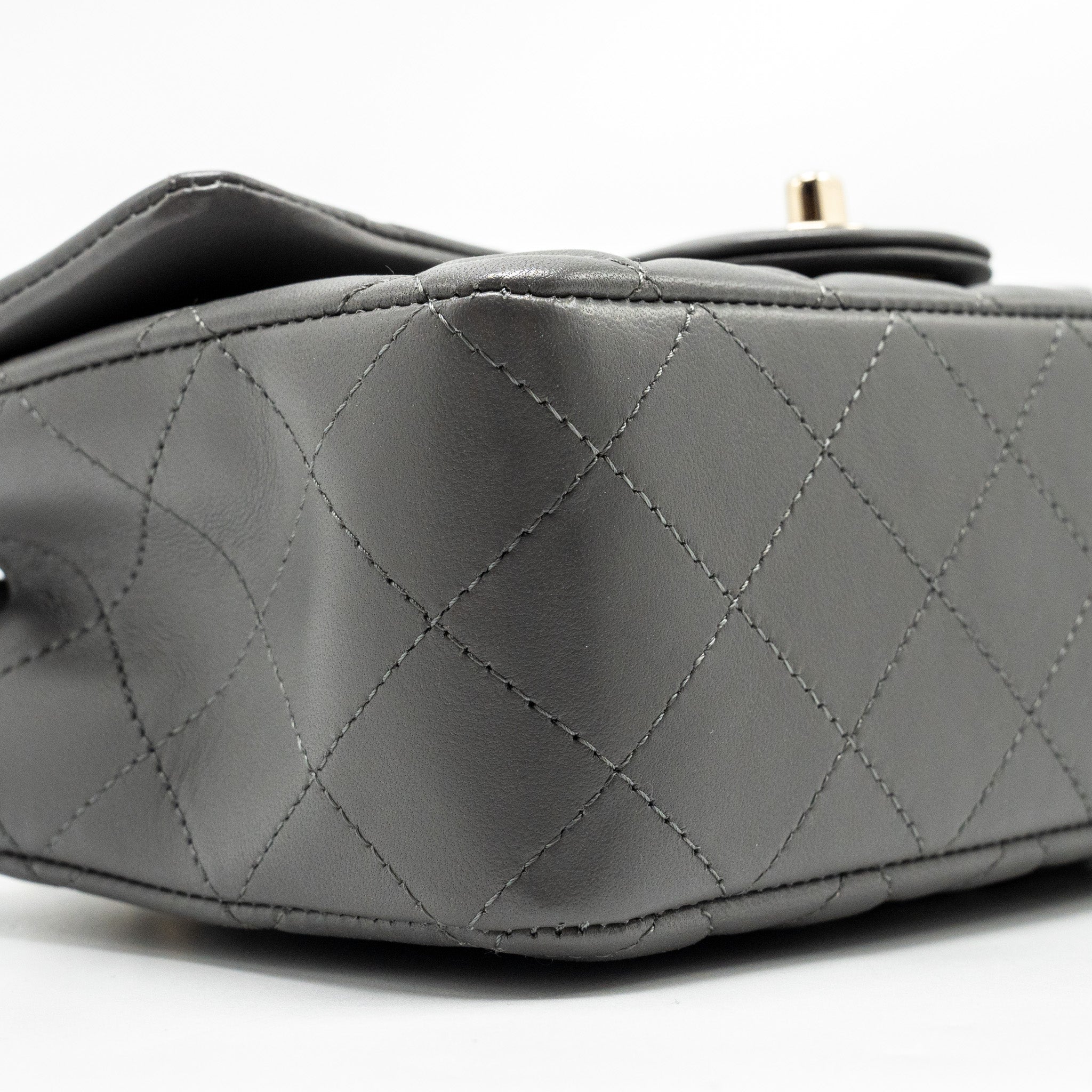 Chanel Mini Rectangular Flap Bag Lambskin Grey L (microchip)