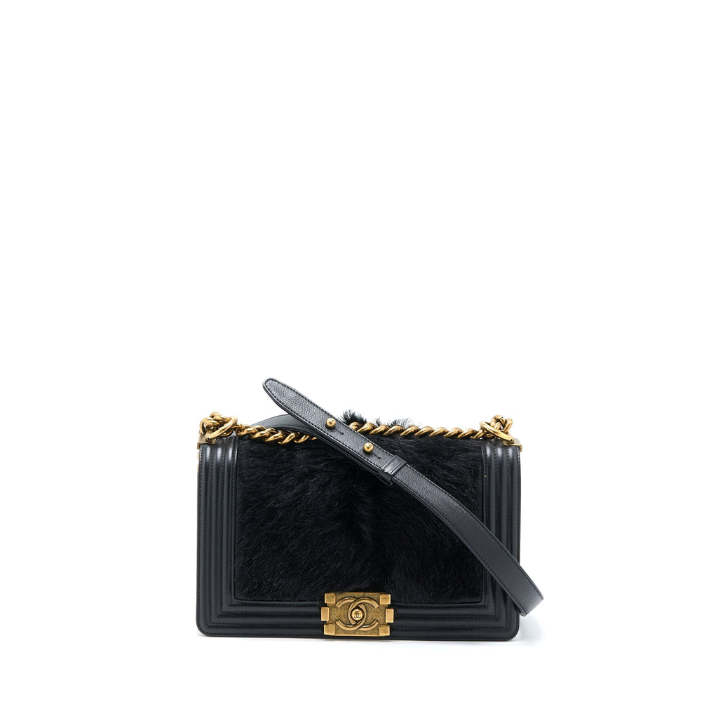 Chanel Medium Boy Bag Goathair/Calfskin Black
