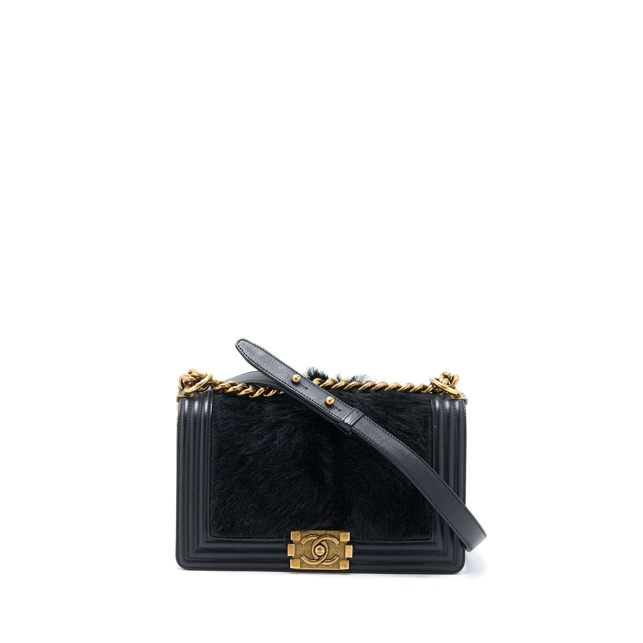 Chanel Medium Boy Bag Goathair/Calfskin Black