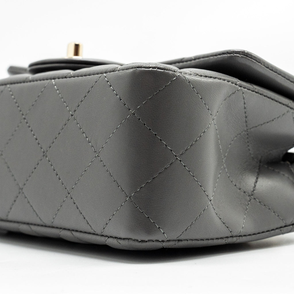 Chanel Mini Rectangular Flap Bag Lambskin Grey L (microchip)
