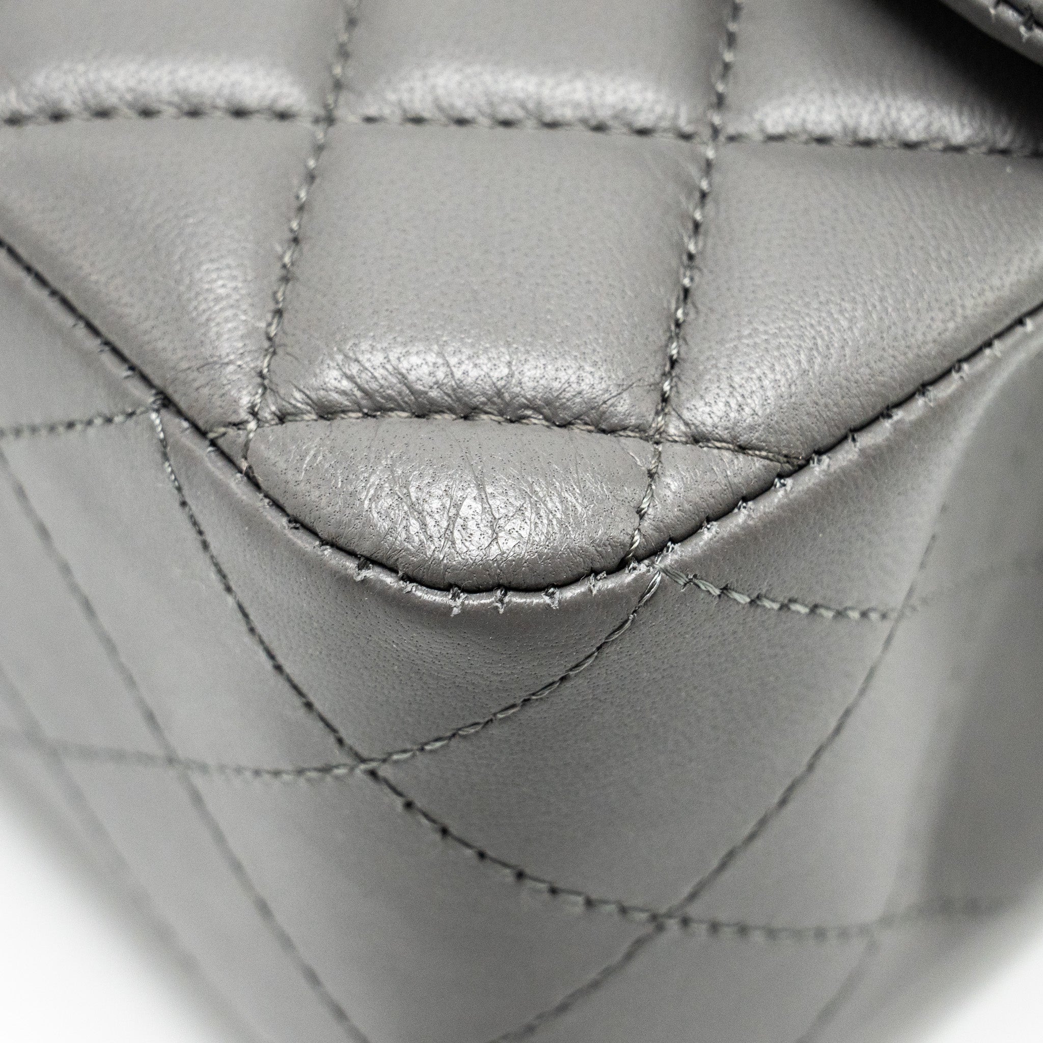 Chanel Mini Rectangular Flap Bag Lambskin Grey L (microchip)