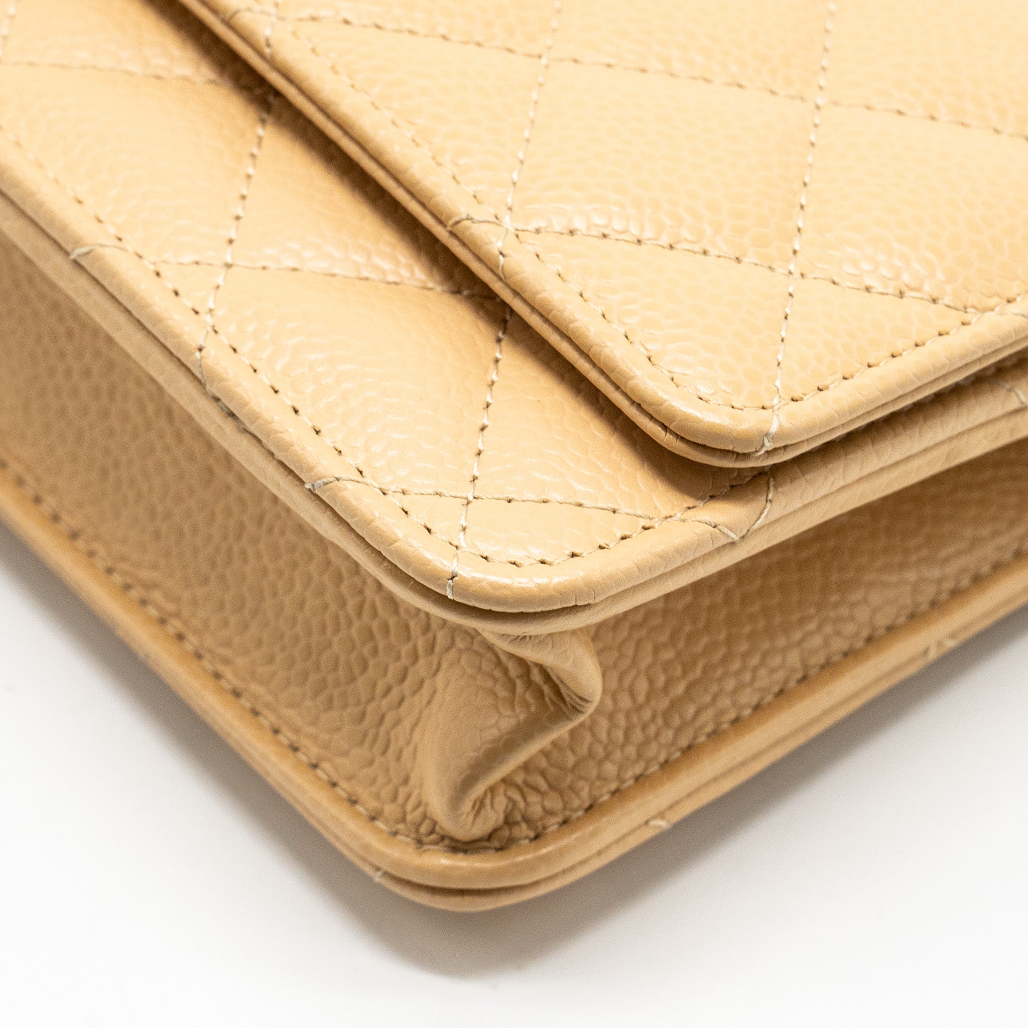 Chanel Classic Wallet on Chain Caviar Beige  (Microchip)