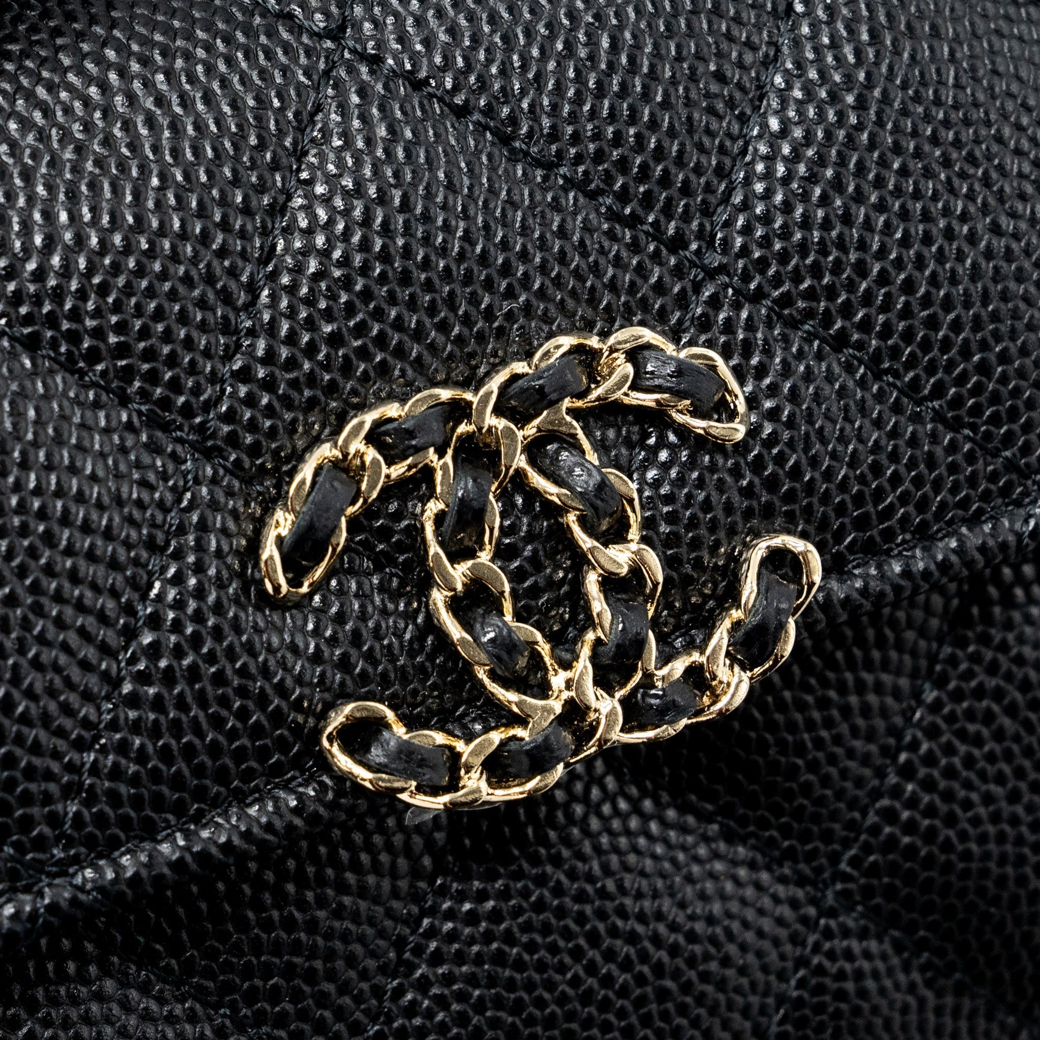 Chanel Mini Top Handle Flap Bag Caviar Black L (microchip)
