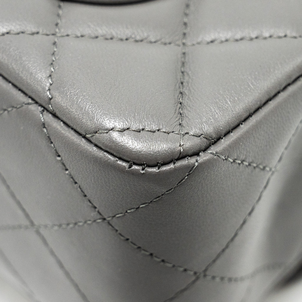 Chanel Mini Rectangular Flap Bag Lambskin Grey L (microchip)