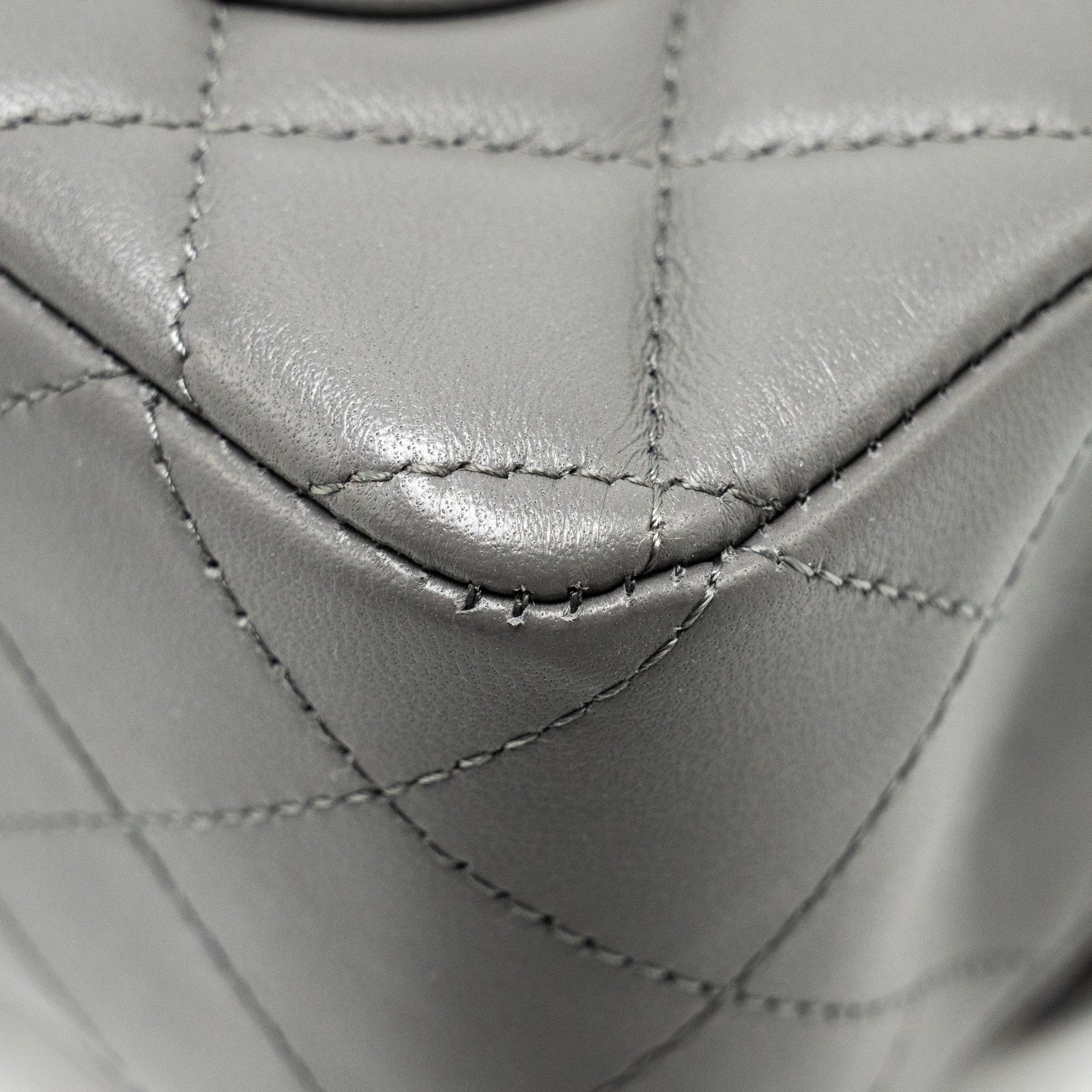 Chanel Mini Rectangular Flap Bag Lambskin Grey L (microchip)