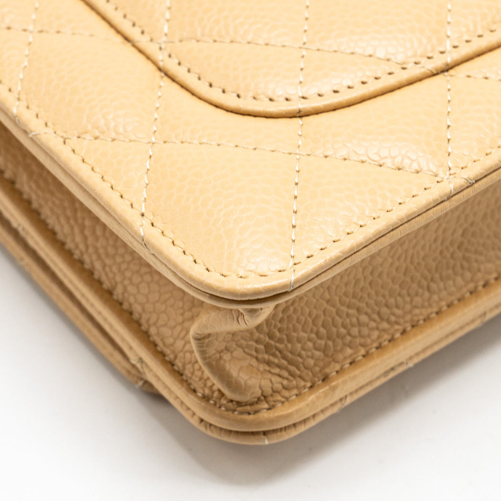 Chanel Classic Wallet on Chain Caviar Beige  (Microchip)
