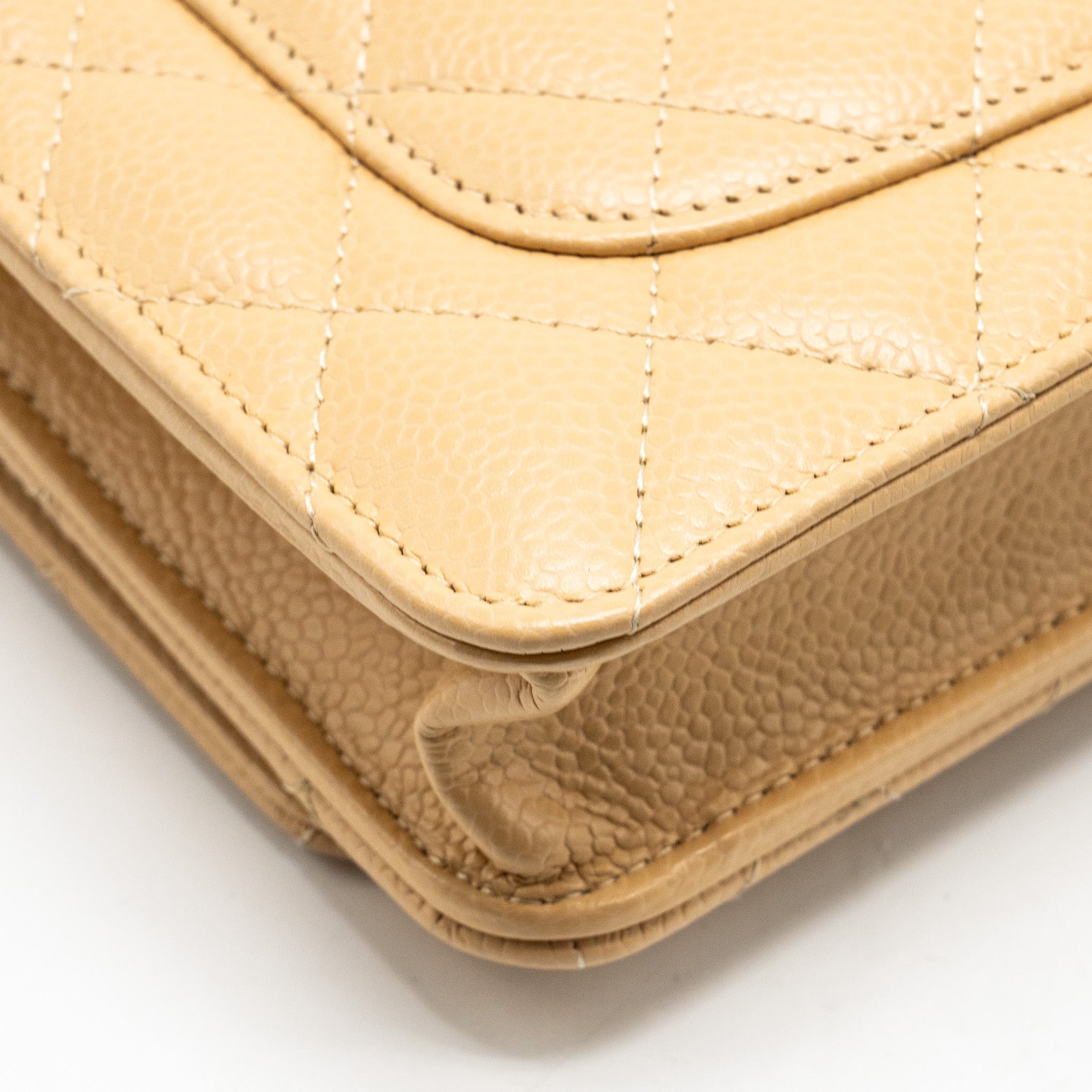 Chanel Classic Wallet on Chain Caviar Beige  (Microchip)