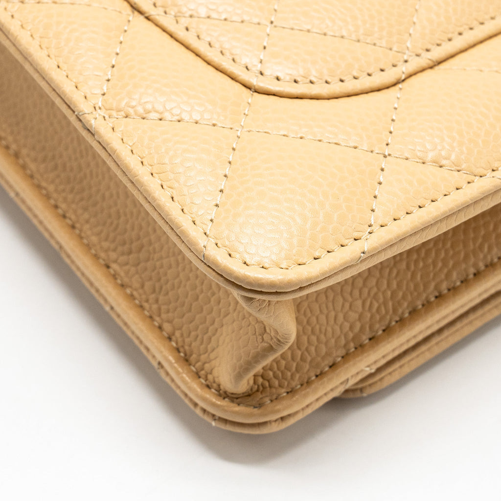 Chanel Classic Wallet on Chain Caviar Beige  (Microchip)