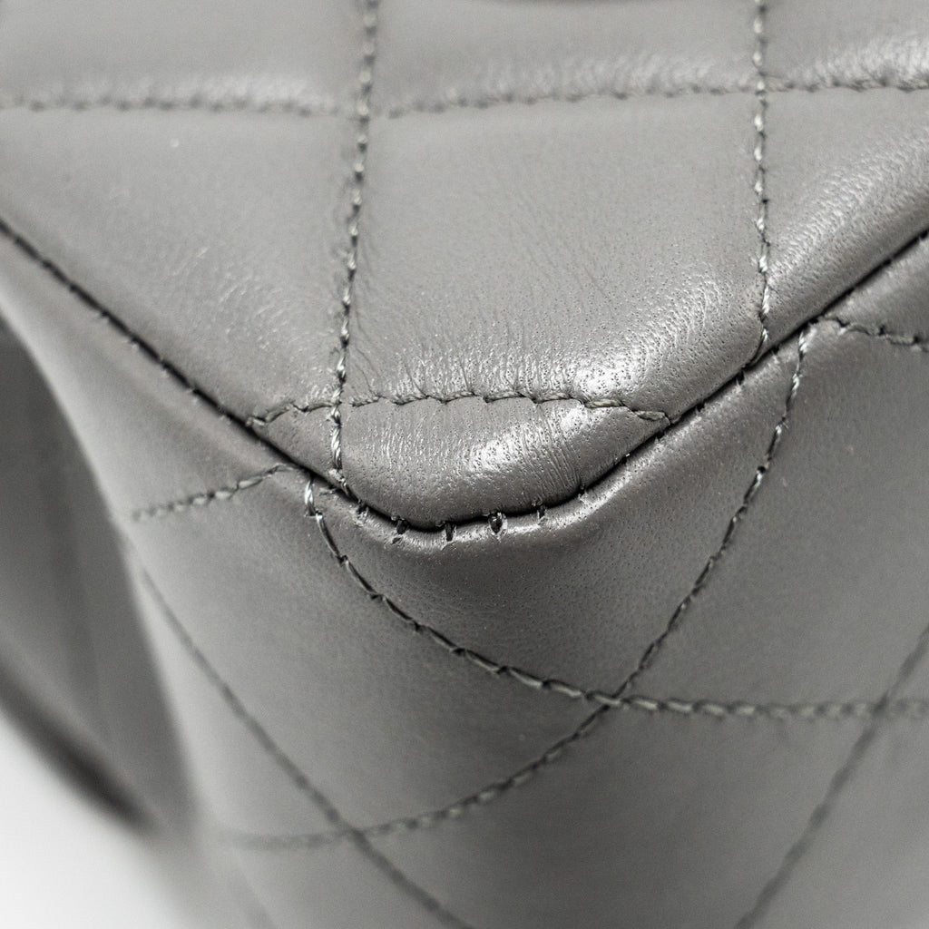 Chanel Mini Rectangular Flap Bag Lambskin Grey L (microchip)