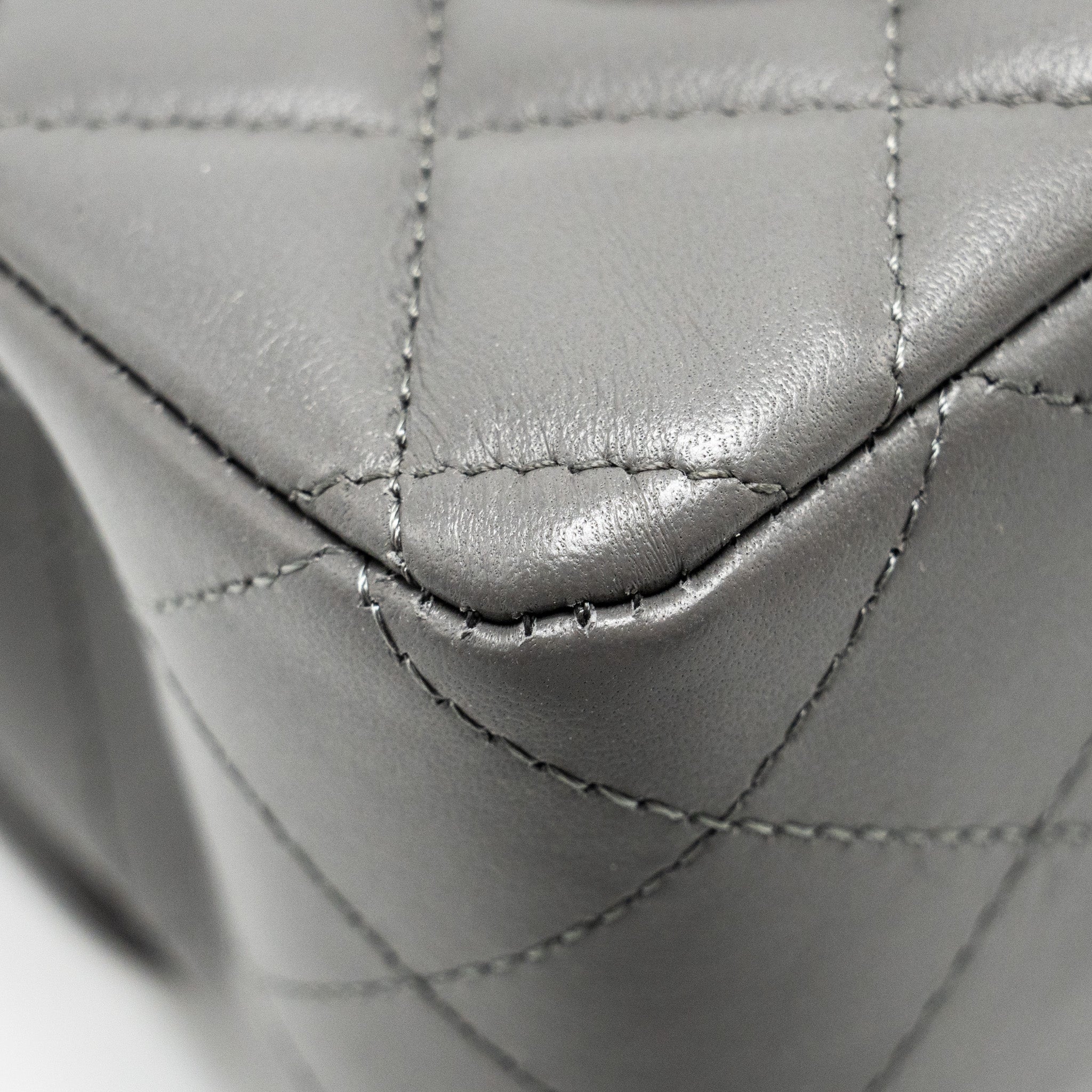 Chanel Mini Rectangular Flap Bag Lambskin Grey L (microchip)