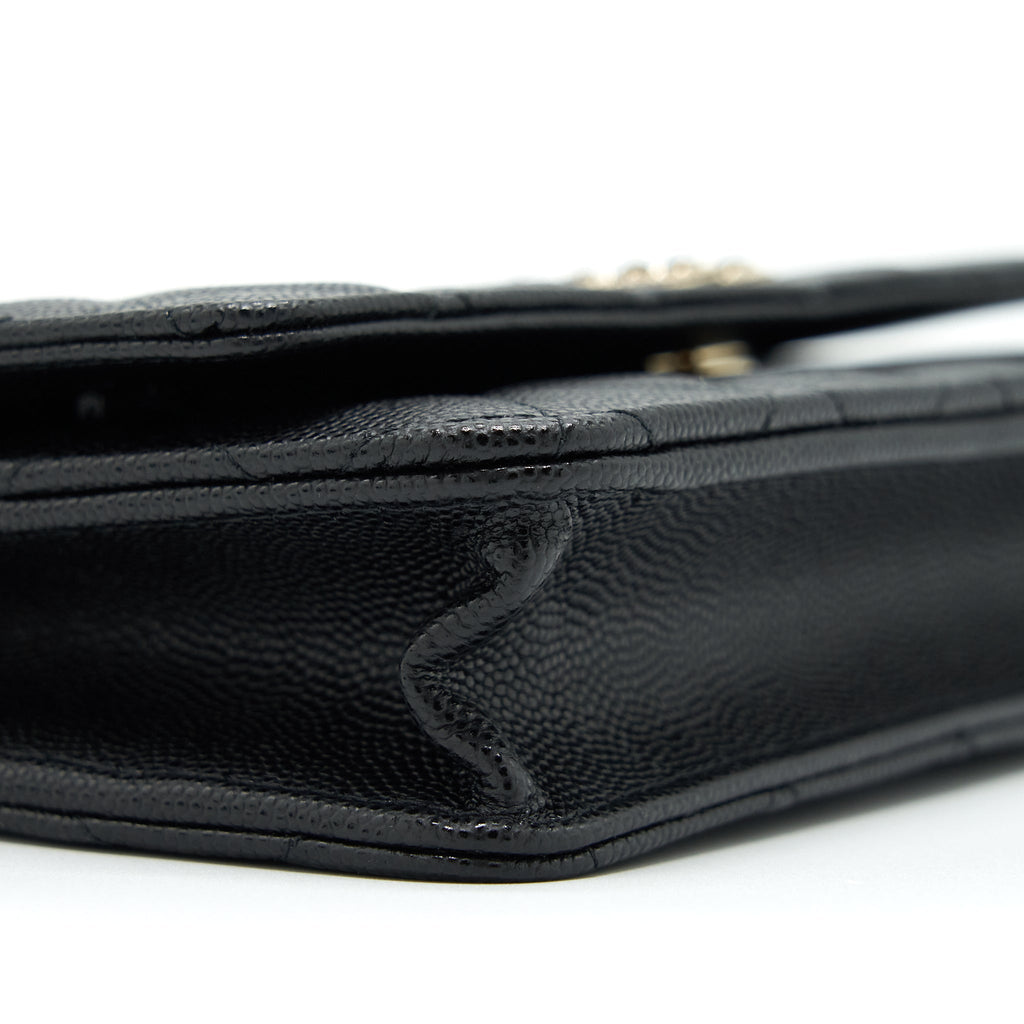 Chanel 22S Detailed Logo Wallet On Chain Caviar Black L
