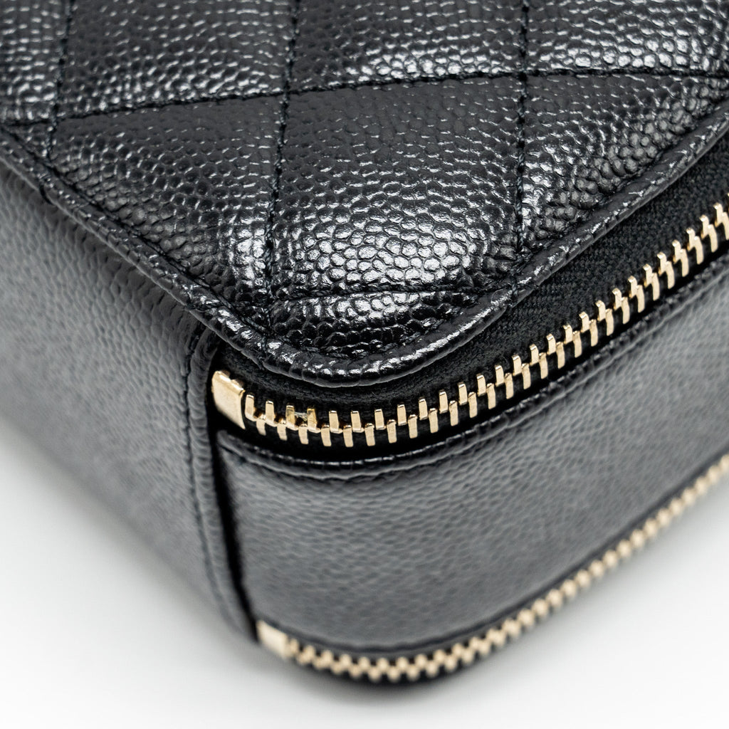 CHANEL 22s Letter Top Handle Small Vanity Case Caviar Black Brushed  (Microchip)