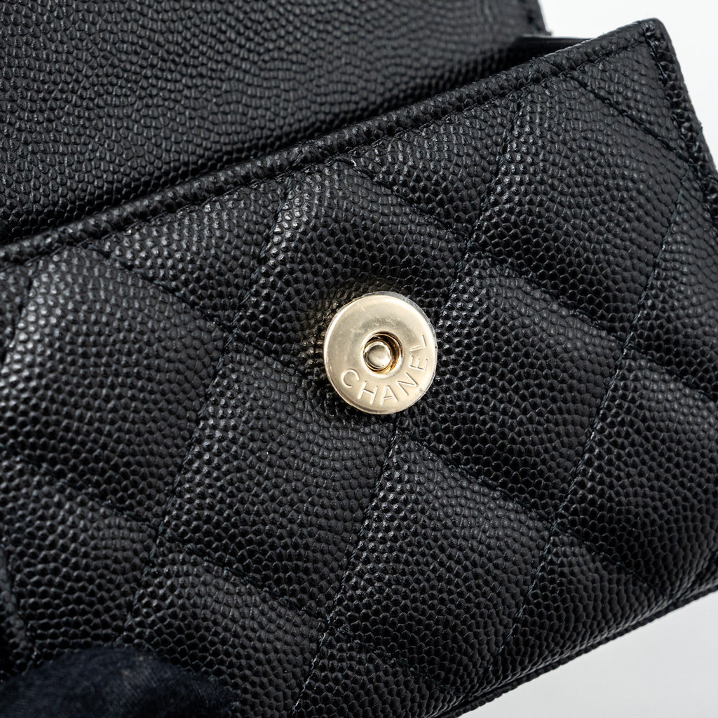Chanel Mini Top Handle Flap Bag Caviar Black L (microchip)