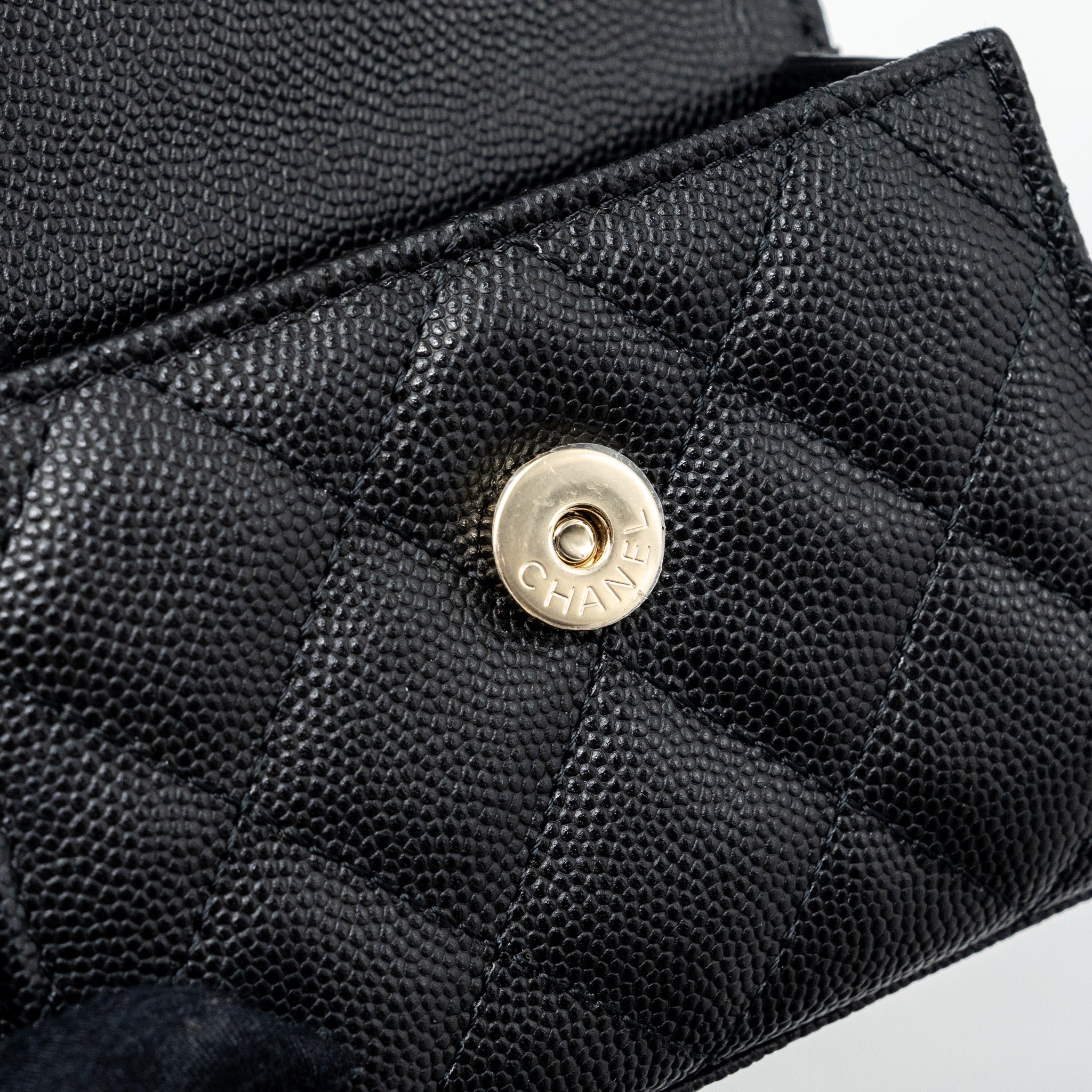 Chanel Mini Top Handle Flap Bag Caviar Black L (microchip)