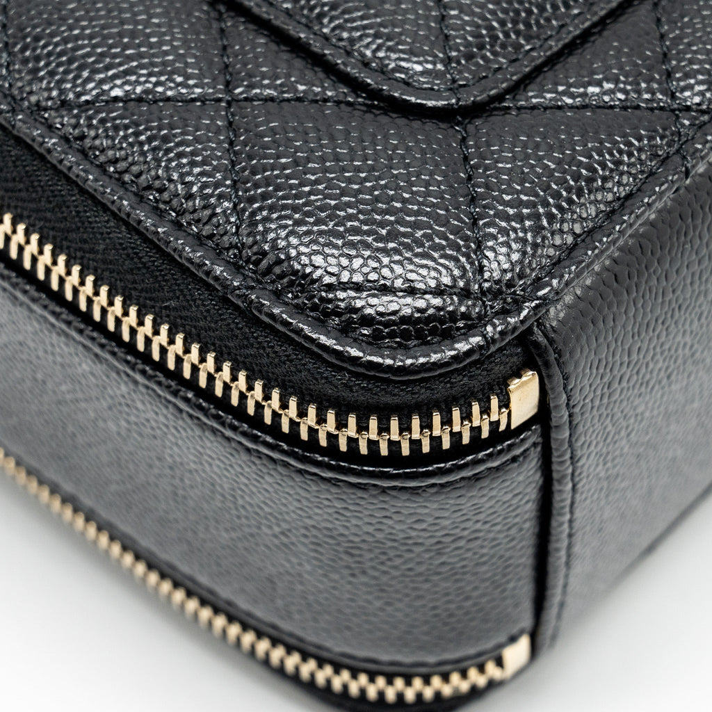 CHANEL 22s Letter Top Handle Small Vanity Case Caviar Black Brushed  (Microchip)