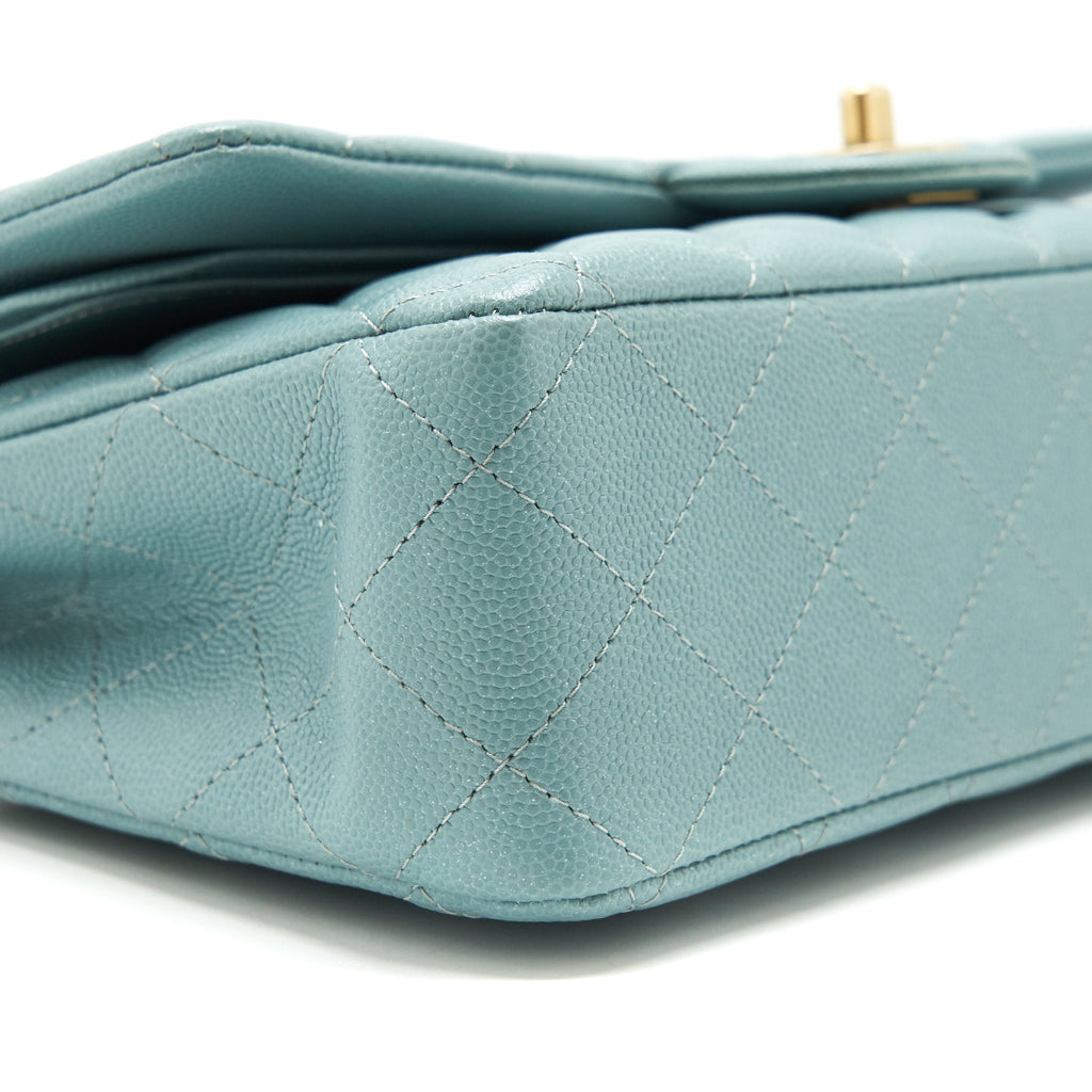 Chanel Classic double flap bag caviar Blue Brushed