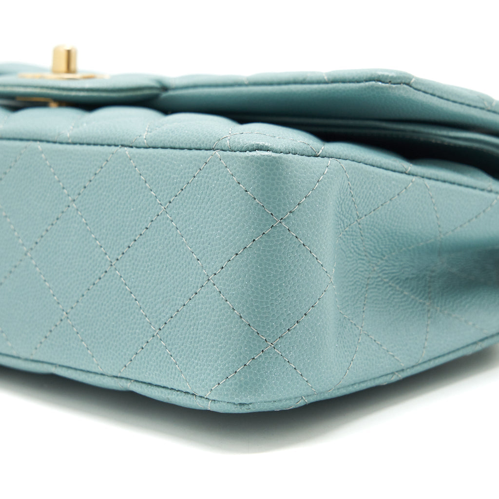 Chanel Classic double flap bag caviar Blue Brushed