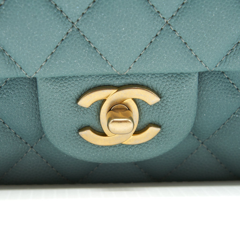 Chanel Classic double flap bag caviar Blue Brushed