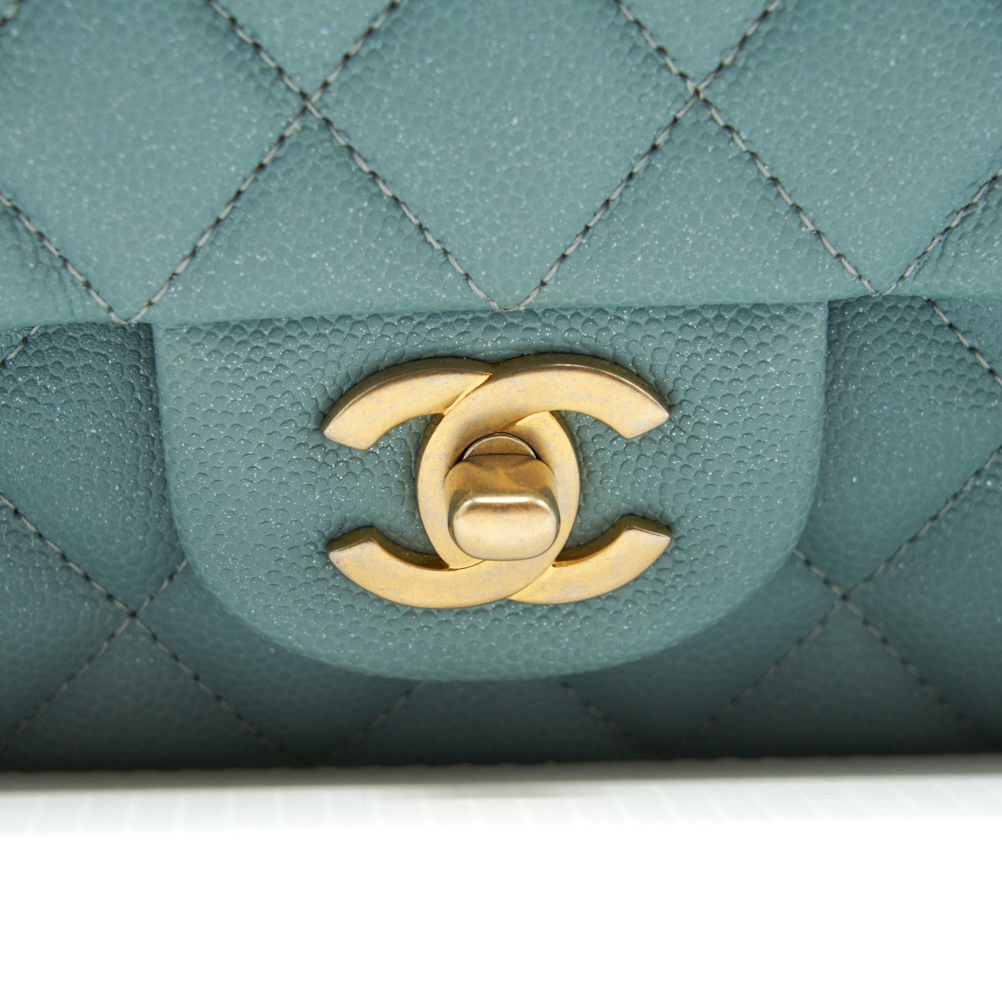 Chanel Classic double flap bag caviar Blue Brushed