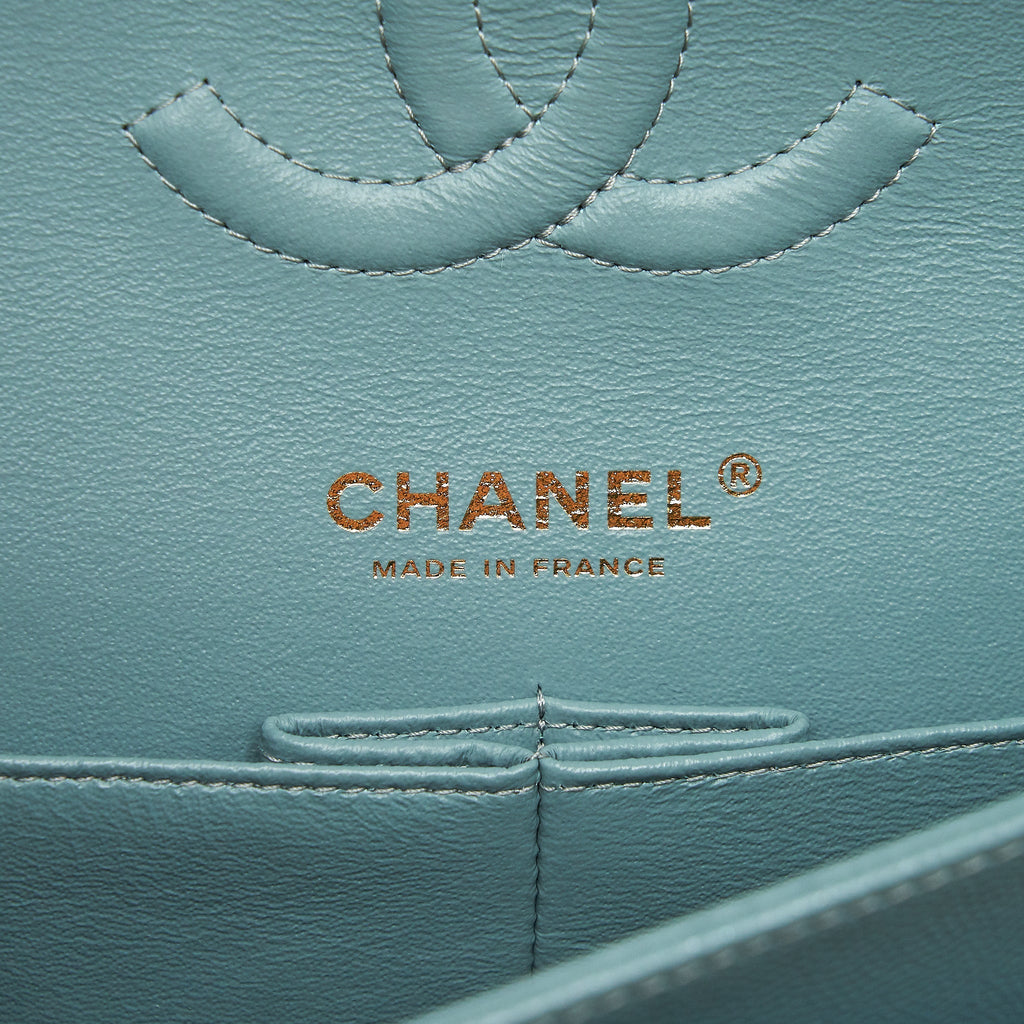 Chanel Classic double flap bag caviar Blue Brushed