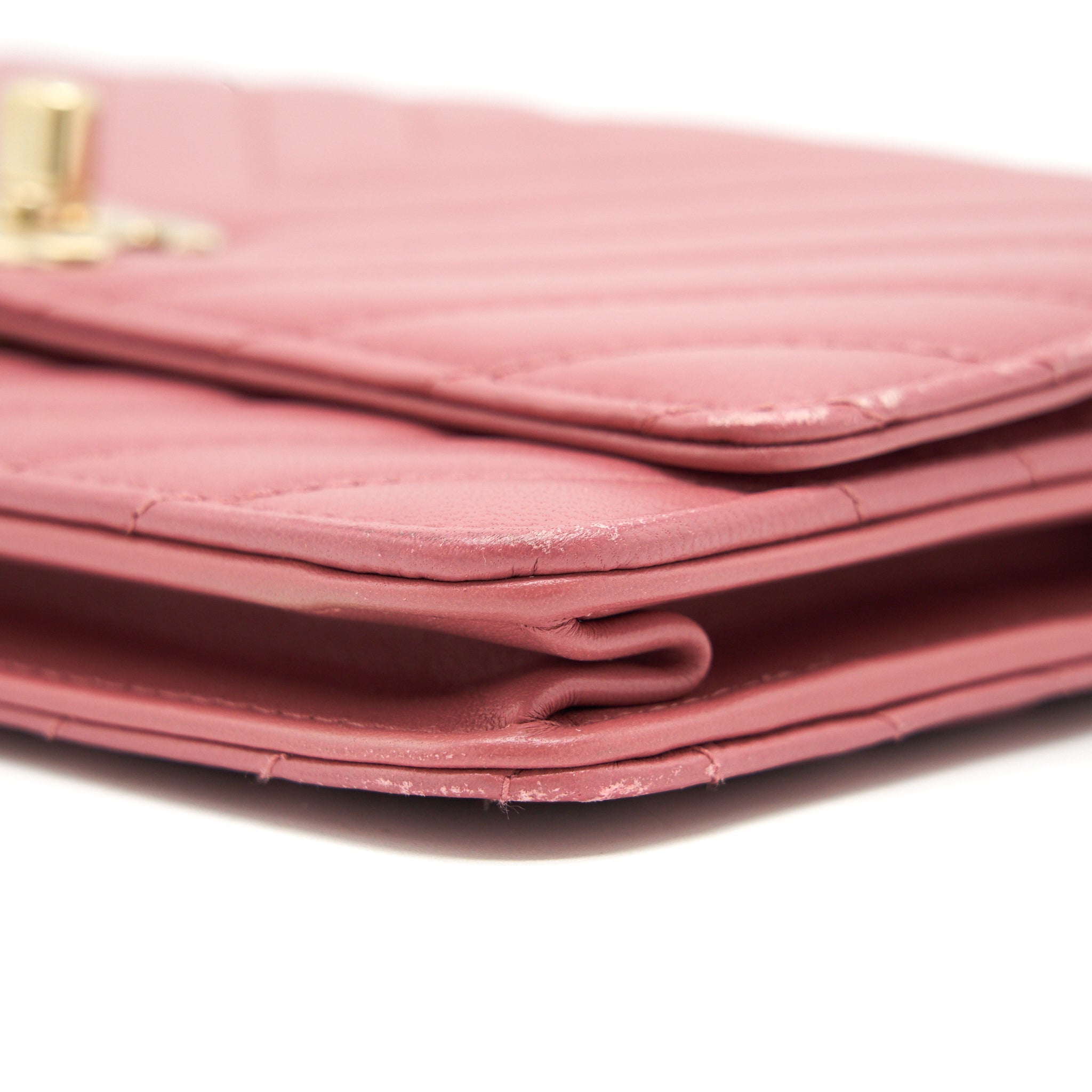 Chanel Chevron trendy CC Wallet on Chain Lambskin pink L