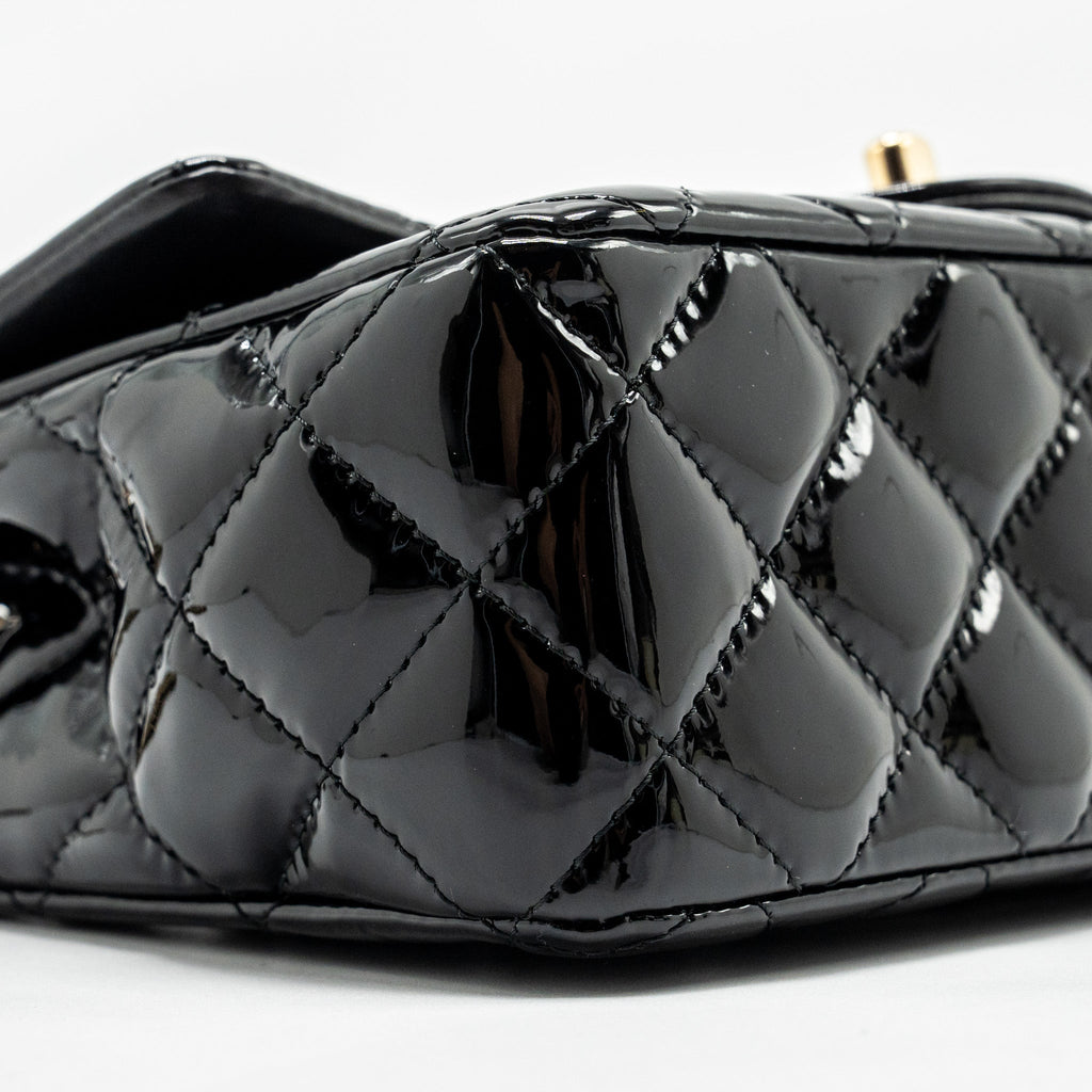 Chanel Mini Rectangular Flap Bag Patent Black L