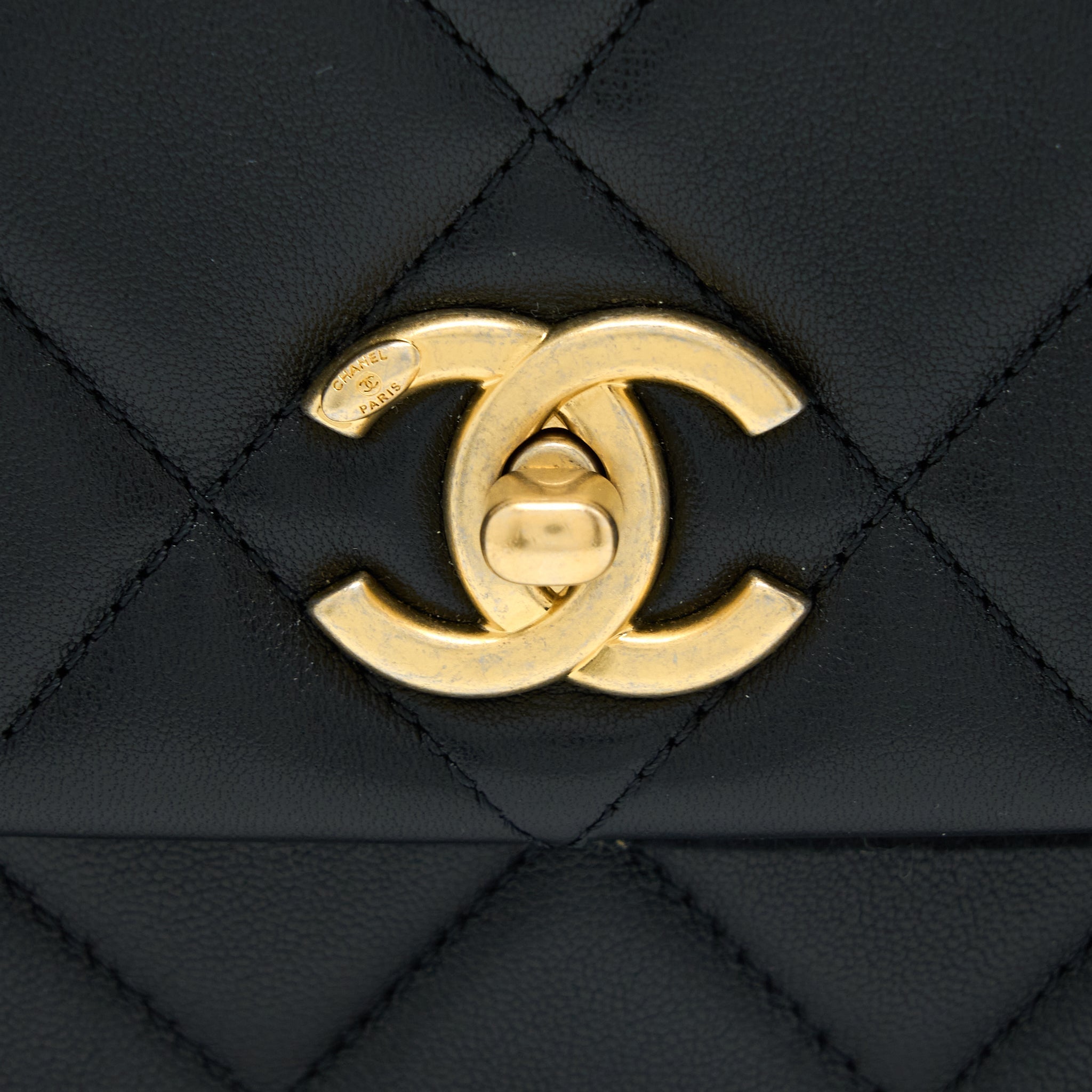 Chanel 21B Seasonal Quilted Square Flap Bag Lambskin Black Brushed  (Microchip)