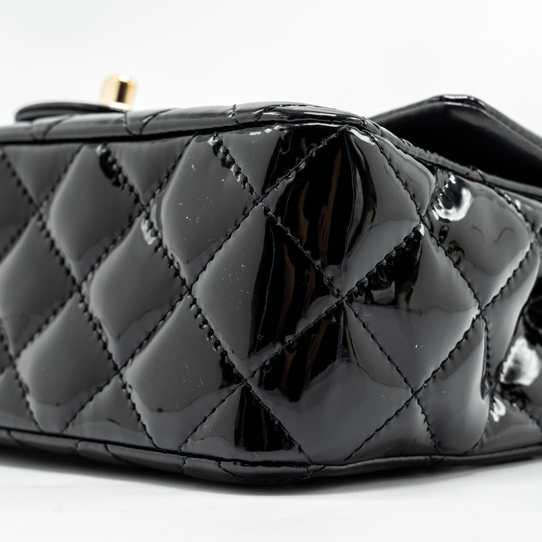 Chanel Mini Rectangular Flap Bag Patent Black L