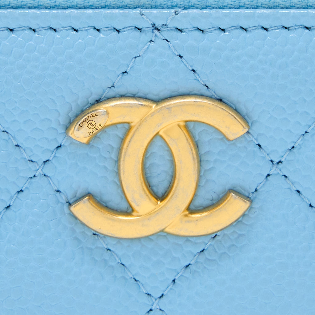 Chanel 22s Letter Top Handle Long Vanity Caviar Blue