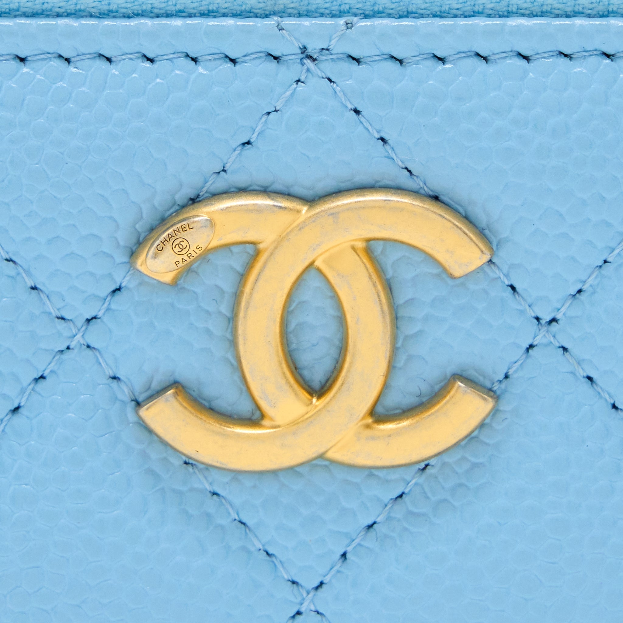 Chanel 22s Letter Top Handle Long Vanity Caviar Blue