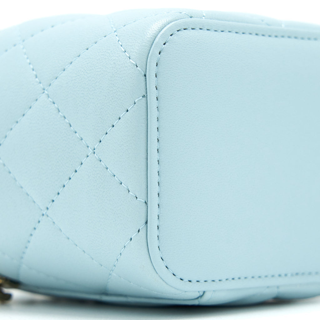 Chanel 22P Top Handle Mini Vanity with Chain Lambskin Light Blue L