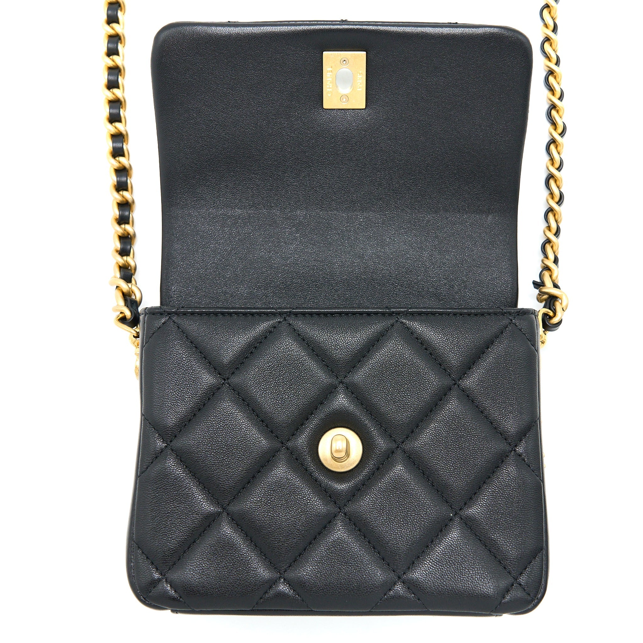 Chanel 21B Seasonal Quilted Square Flap Bag Lambskin Black Brushed  (Microchip)
