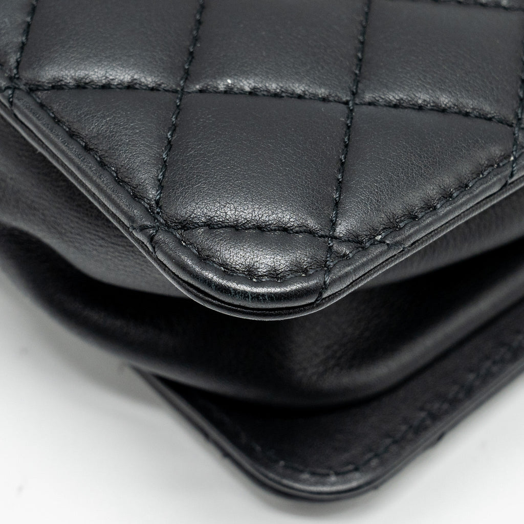 CHANEL Giant CC Logo Mini Tote Bag Lambskin Black