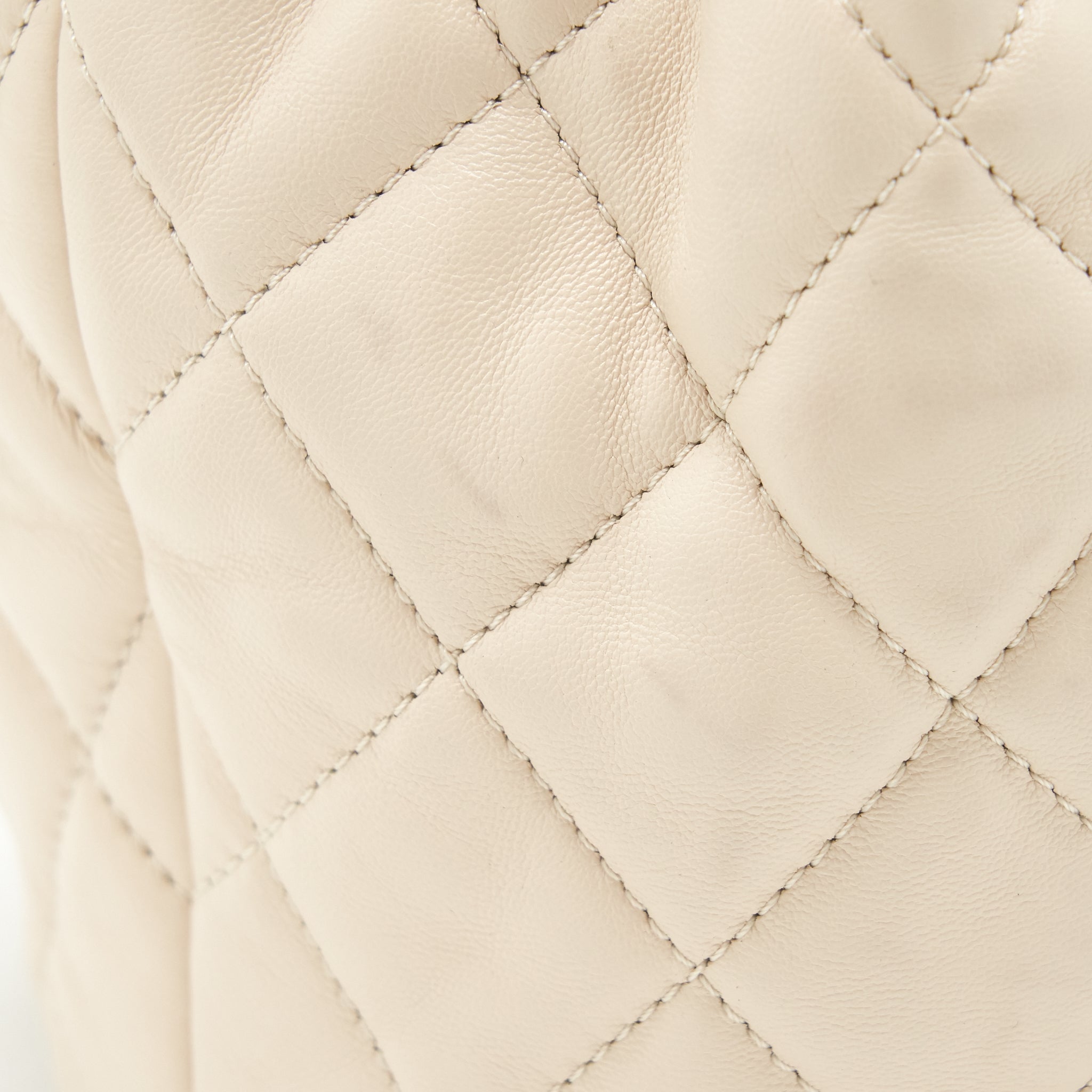 Chanel Button Bucket Crossbody Bag Lambskin White