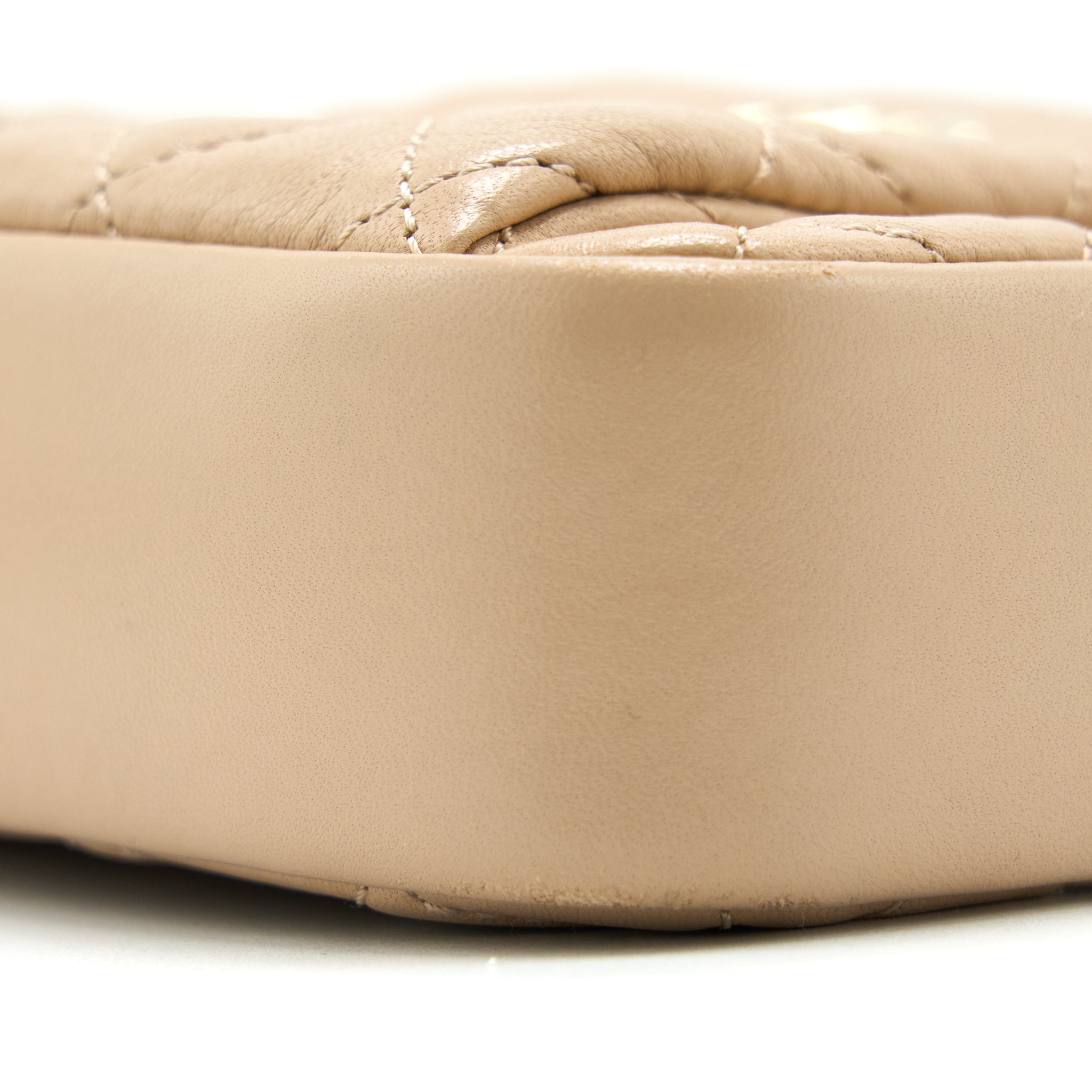 Chanel Small Vertical Camera Bag With Chain Lambskin Beige L