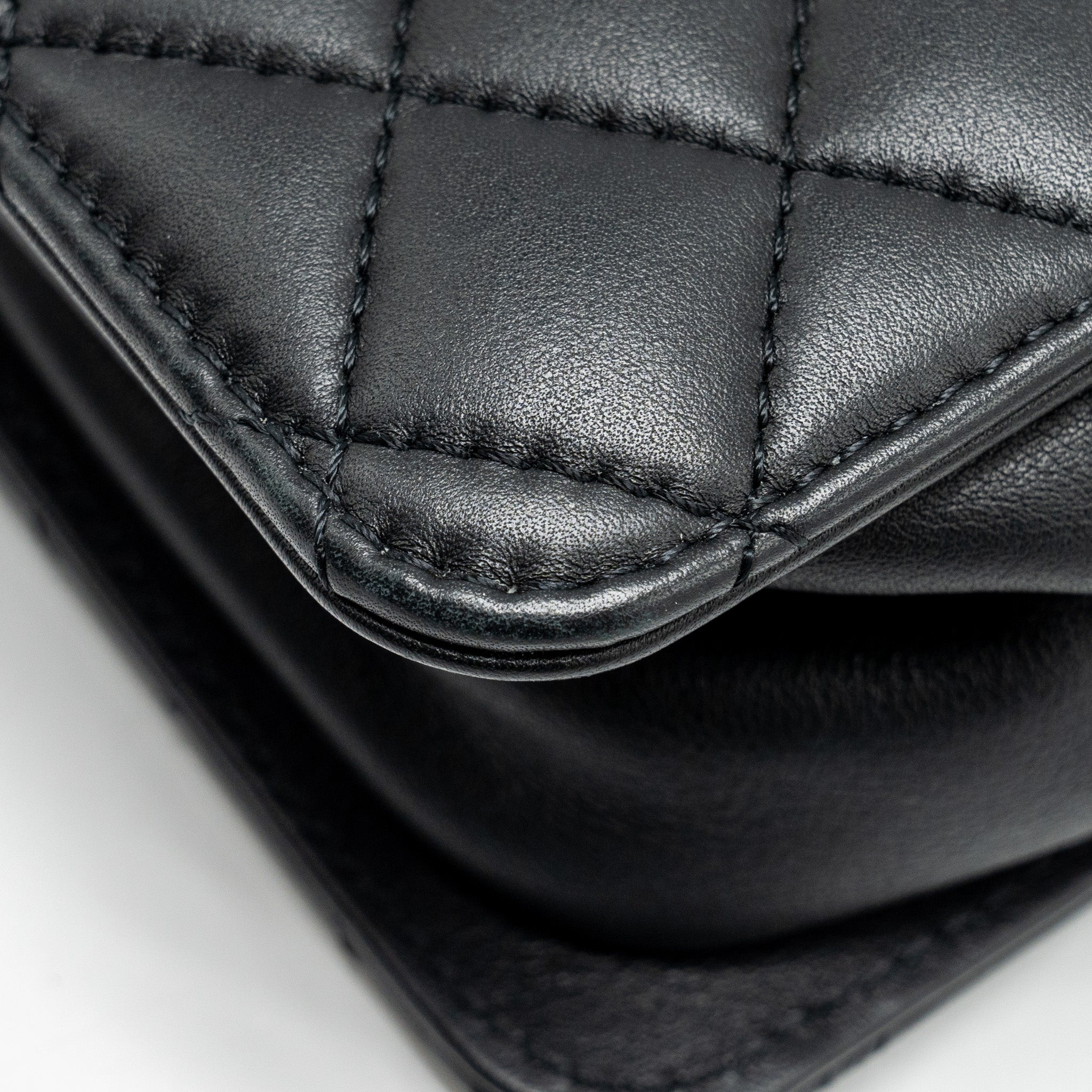CHANEL Giant CC Logo Mini Tote Bag Lambskin Black