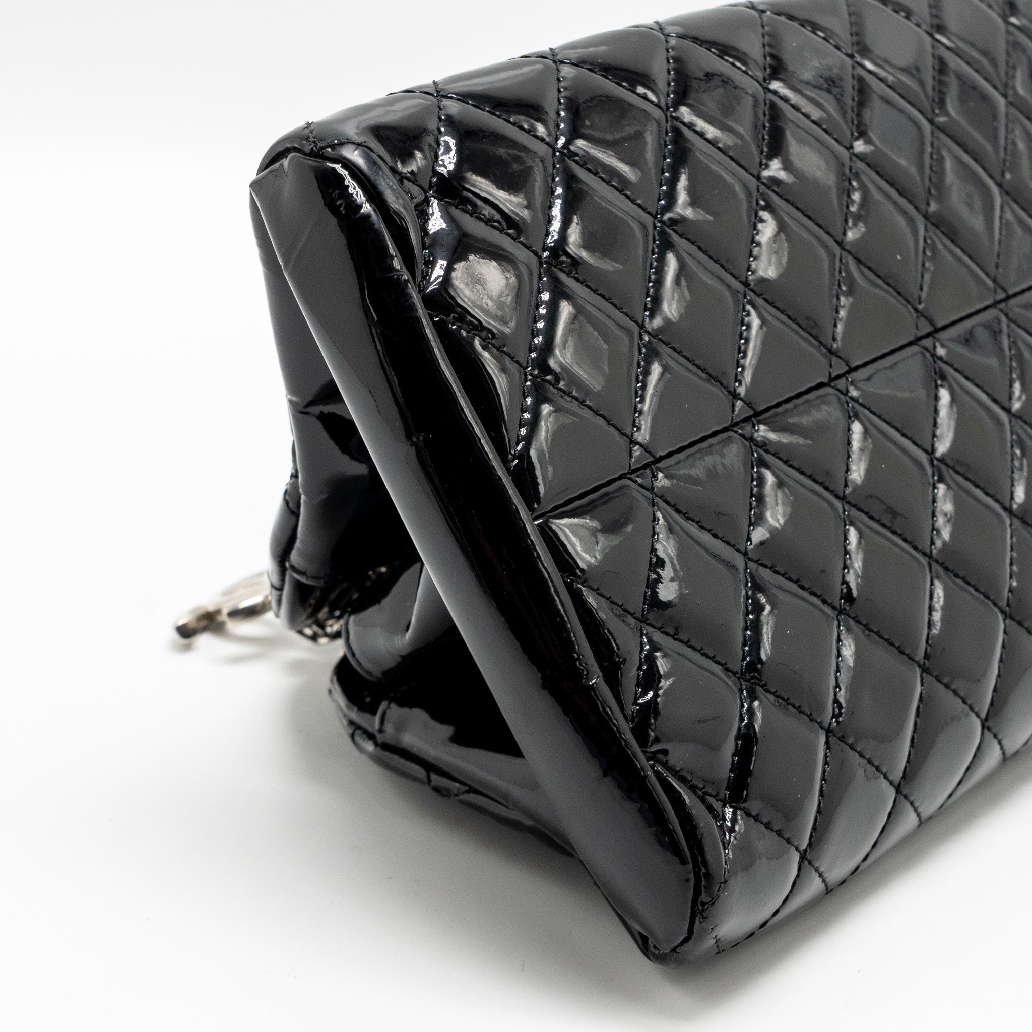 Chanel Just Mademoiselle Bowling Bag Patent Black