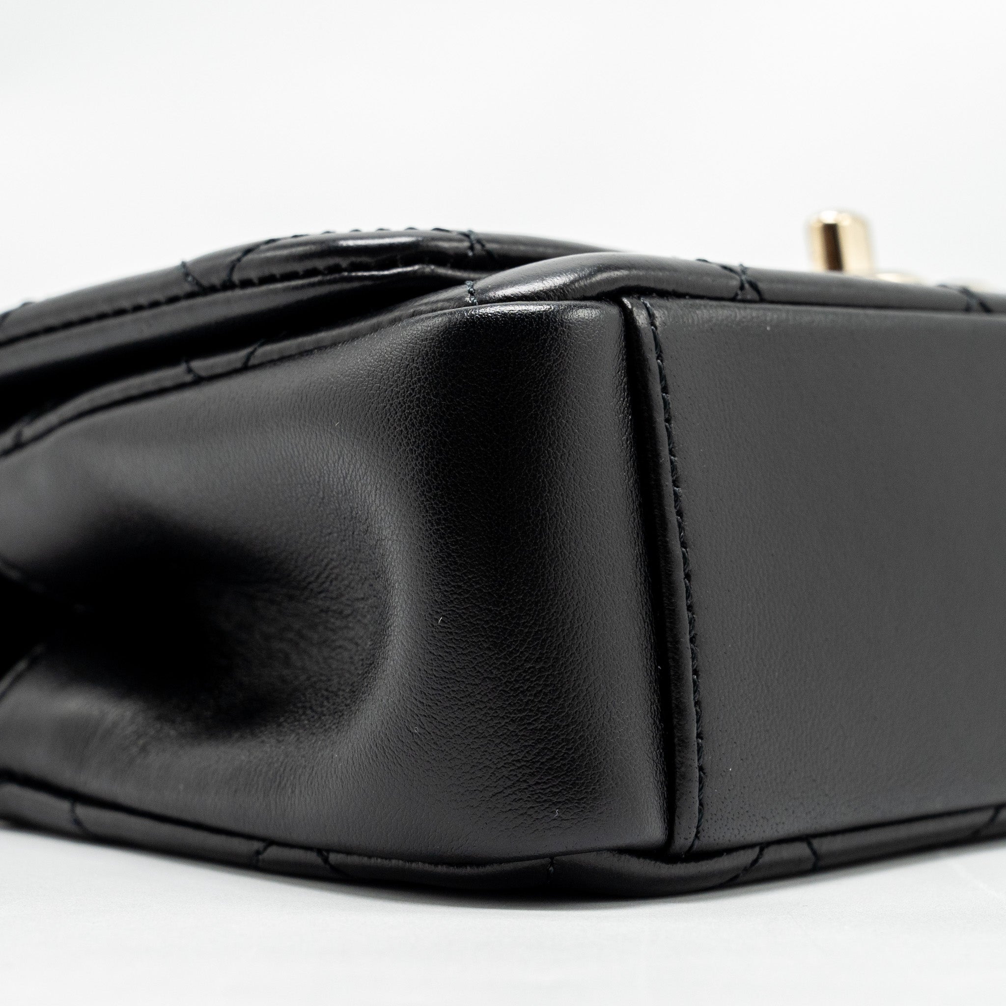 CHANEL Enamel CC Logo Quilted Rectangular Flap Bag Lambskin Black L