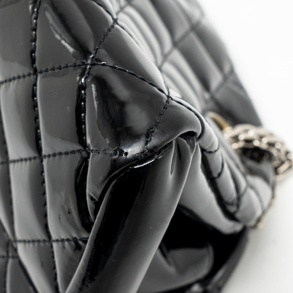 Chanel Just Mademoiselle Bowling Bag Patent Black