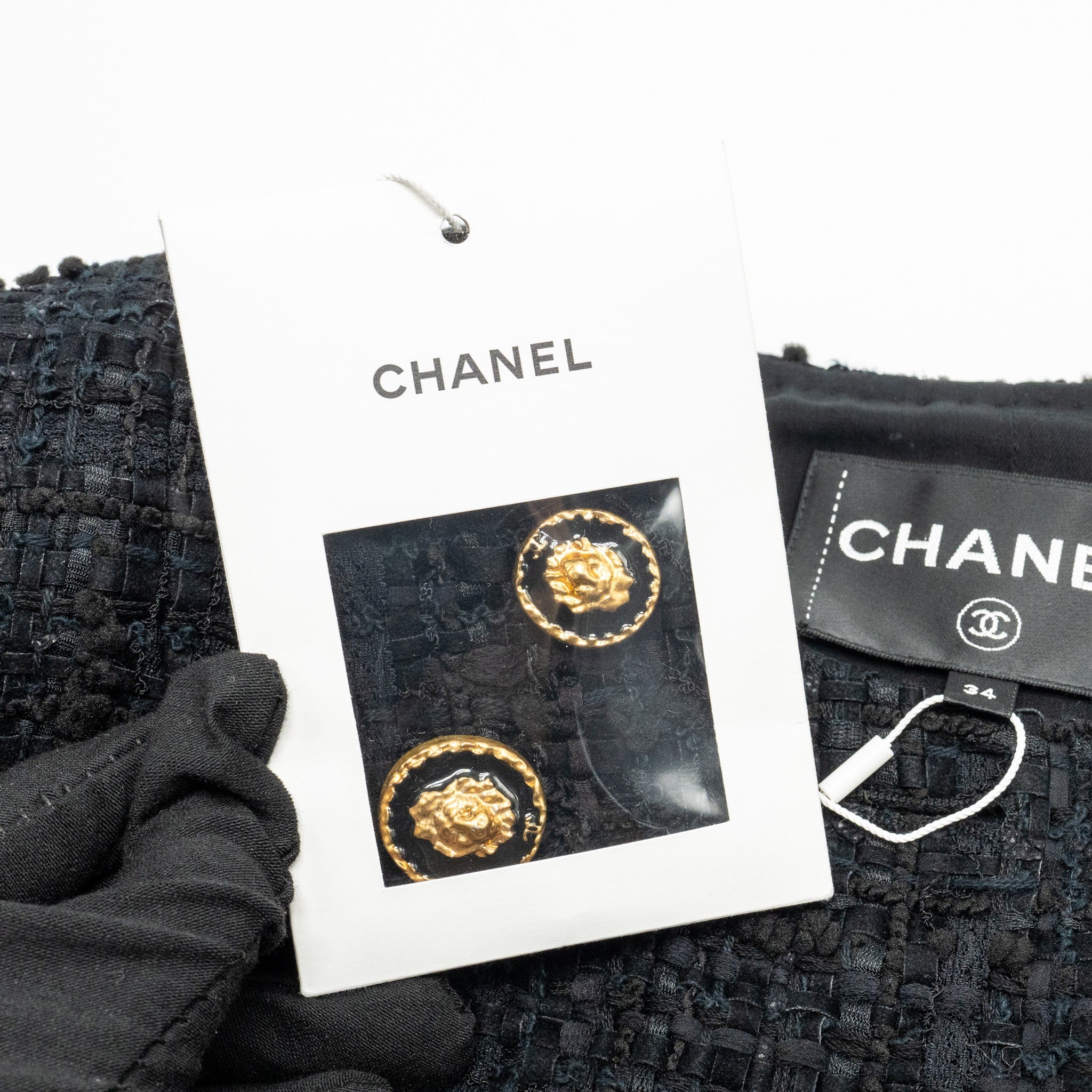 Chanel 21A Size 34 Jumpsuit Jacket Tweed Black/Burgundy/Gold