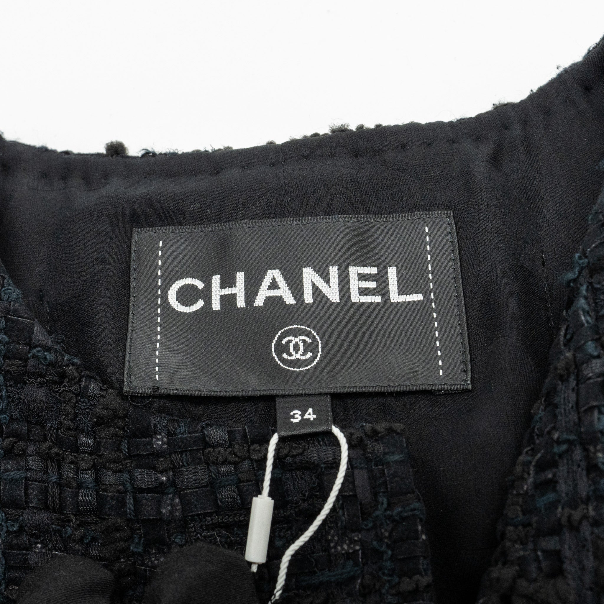 Chanel 21A Size 34 Jumpsuit Jacket Tweed Black/Burgundy/Gold