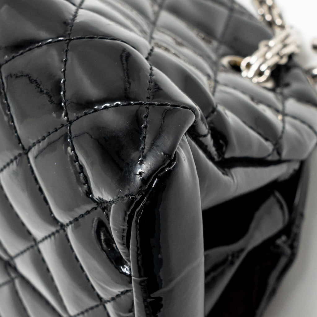 Chanel Just Mademoiselle Bowling Bag Patent Black