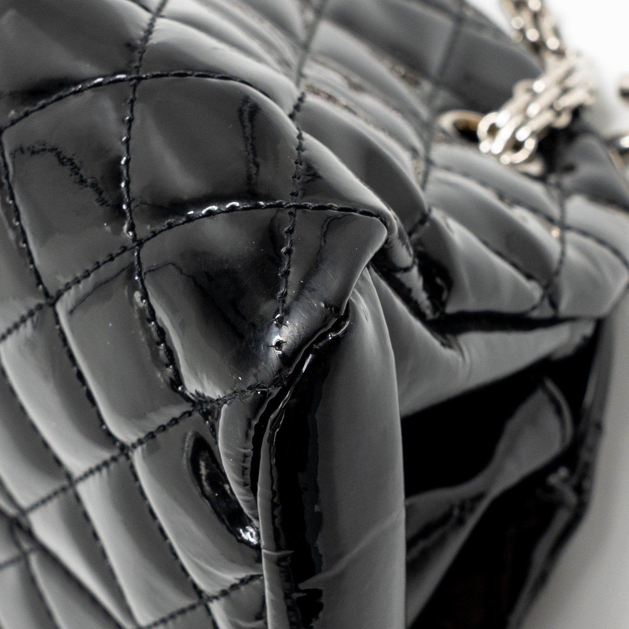 Chanel Just Mademoiselle Bowling Bag Patent Black